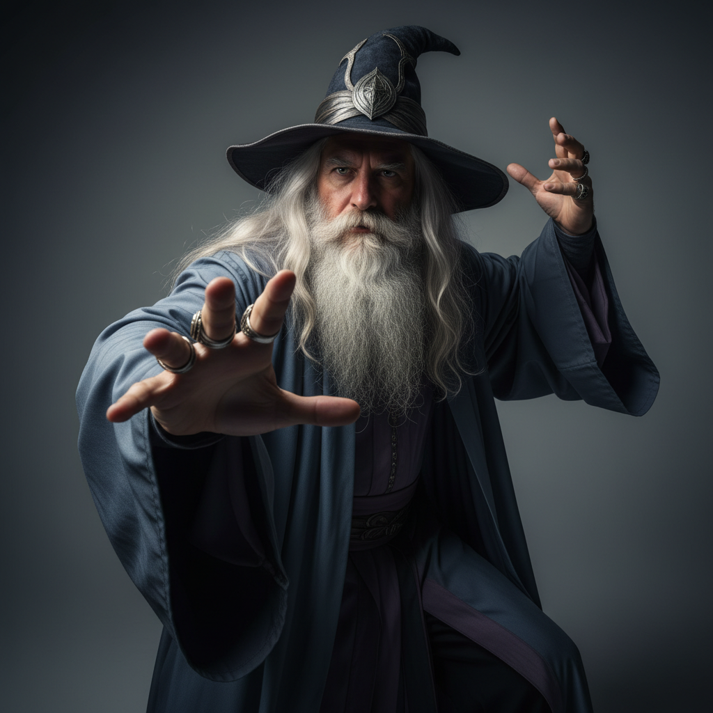 Powerful Archmage Casting Spell Studio